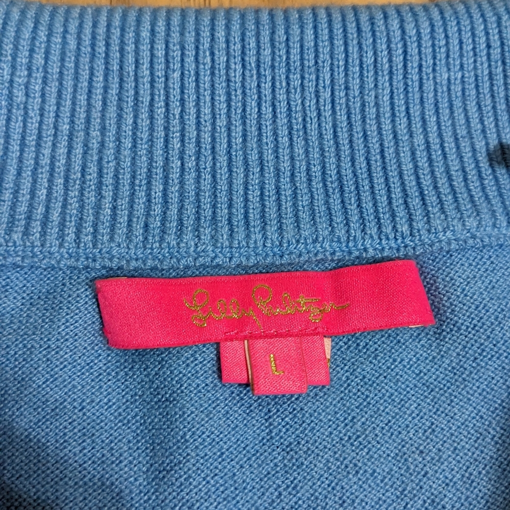 NWT! Lilly Pulitzer Christin Sweater Zanzibar Blue Size L $138 - Picture 9 of 12